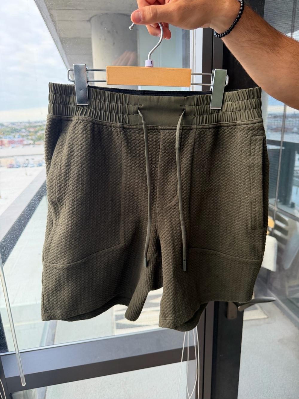 lululemon athletica Olive Quilted Drawstring Athletic Shorts